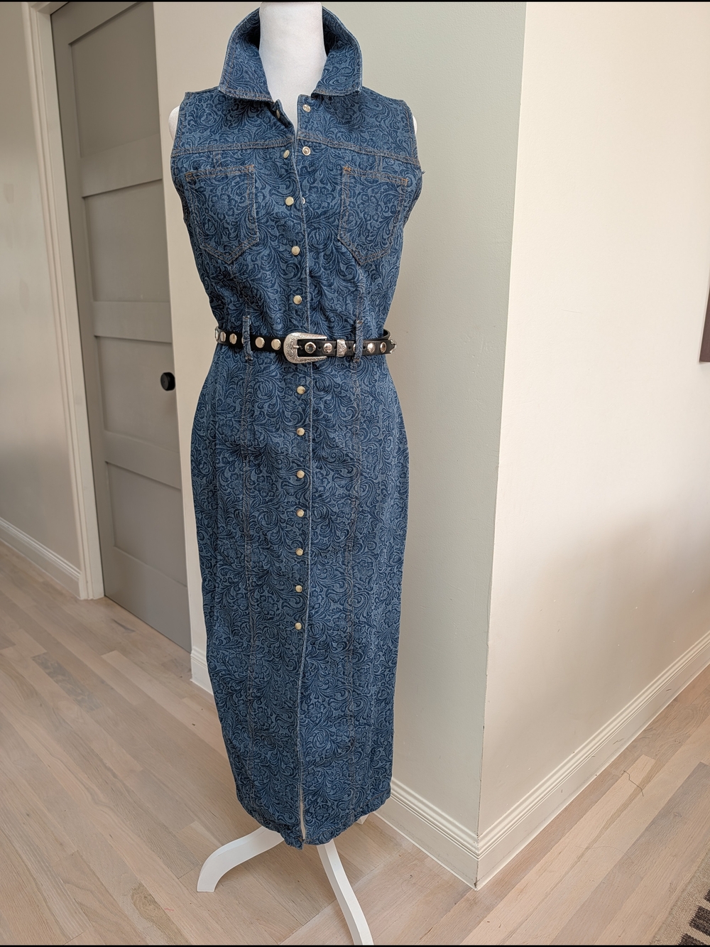 ✨ Vintage GUESS by Georges Marciano Paisley Denim Dress | Made in USA Sz. 7